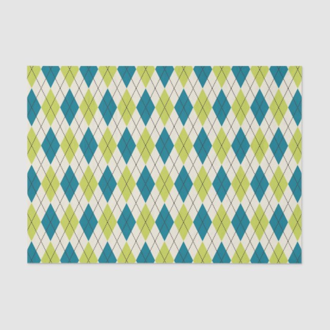 Papier Mousseline Jacquard bleu et vert (Recto)