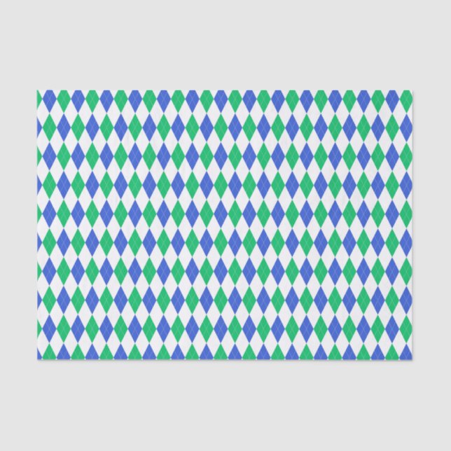 Papier Mousseline Jacquard bleu et vert (Recto)