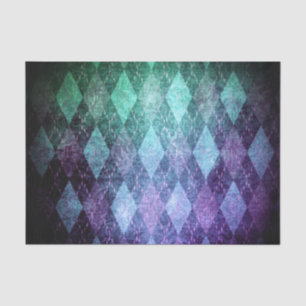 Papier Mousseline Jacquard classique vintage bleu vert diamant motif