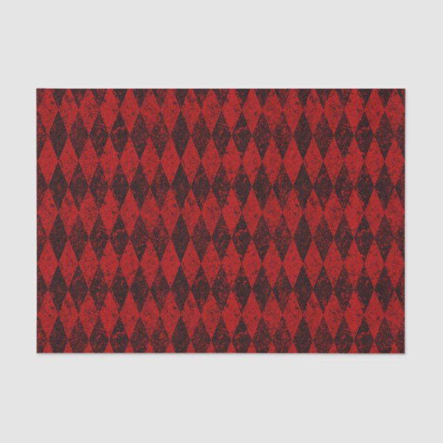 Papier Mousseline Jacquard Diamond Arlequin Noir Rouge Perdu (Recto)