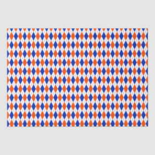 Papier Mousseline Jacquard orange et bleu diamant