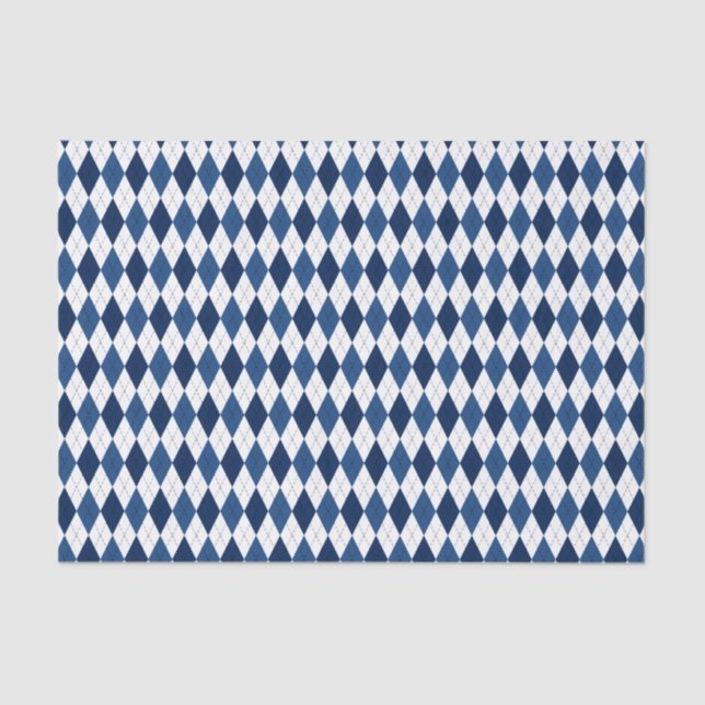 Papier Mousseline Jacquard Preppy classique bleu et blanc (Recto)