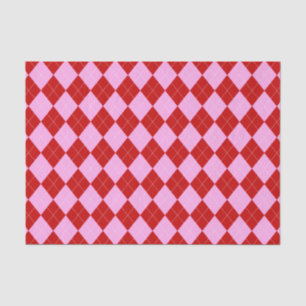 Papier Mousseline Jacquard preppy Tartan Diamond Plaid Rouge rose