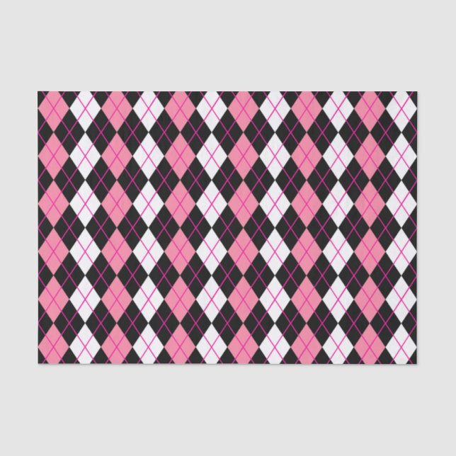 Papier Mousseline Jacquard rose noir blanc Diamant Design (Recto)