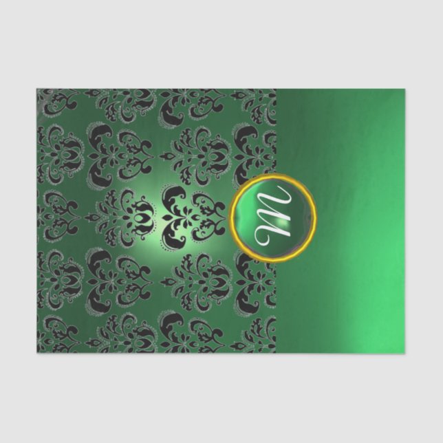 Papier Mousseline JADE NOIR VERT  DAMAS PIERRE GEMME MONOGRAMME Flor (Recto)