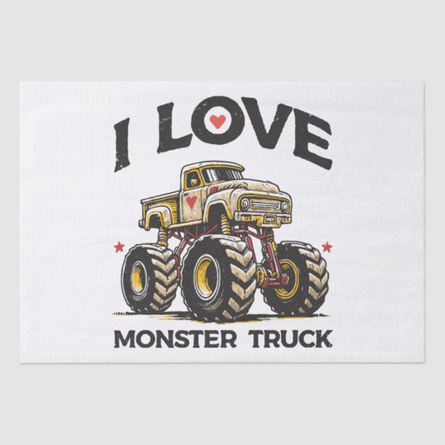 Papier Mousseline J'aime Camion Monster (Recto)