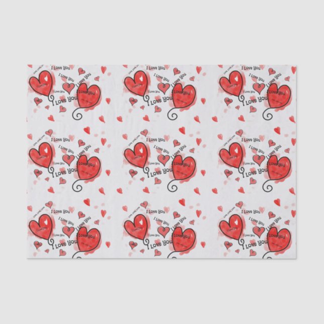 Papier Mousseline J'Aime, J'Aime, Je T'Aime (Recto)