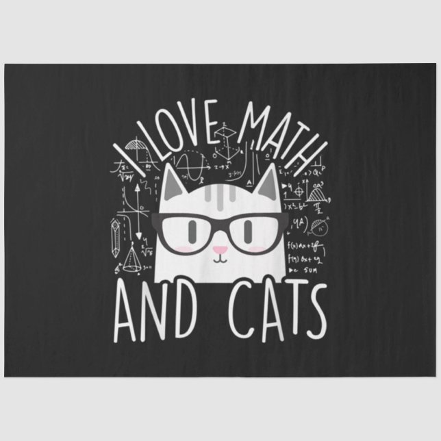 Papier Mousseline J'Aime Les Maths Et Les Chats Cute Kitty Chat (Recto)