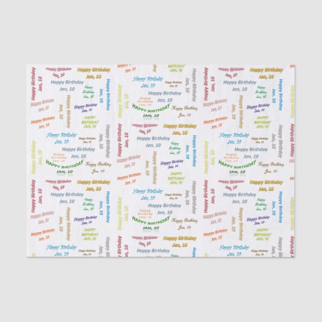 Papier Mousseline Janvier, 10 Anniversaire Tissue Paper (Recto)