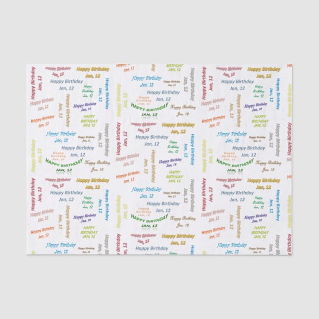 Papier Mousseline Janvier, 12 Anniversaire Tissue Paper (Recto)