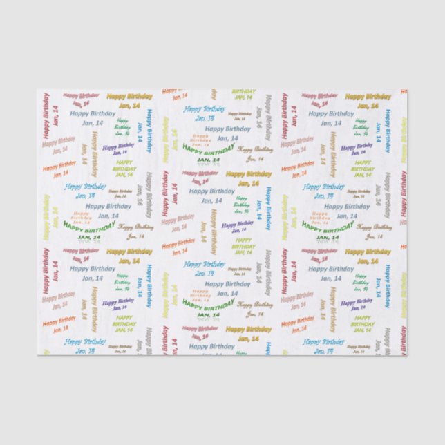 Papier Mousseline Janvier, 14 Anniversaire Tissue Paper (Recto)