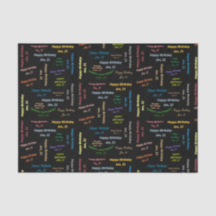 Papier Mousseline Janvier, 21 Anniversaire Tissue Paper