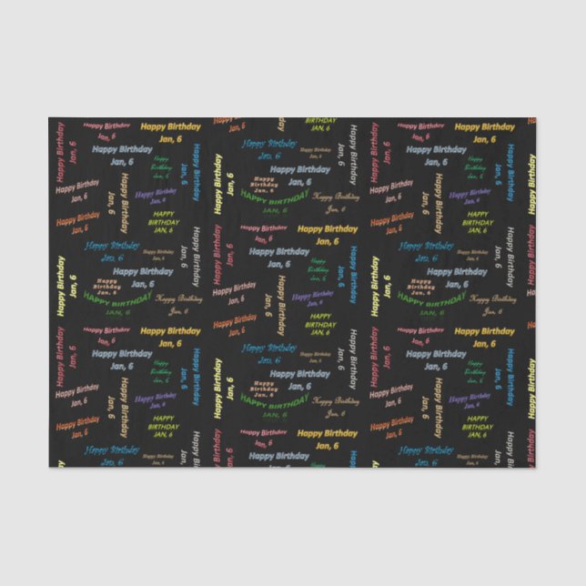 Papier Mousseline Janvier, 6 Anniversaire Tissue Paper (Recto)