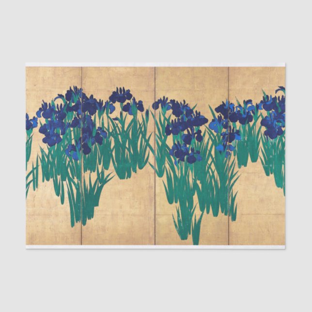 Papier Mousseline Japanese Irises, Ogata Kōrin (Recto)
