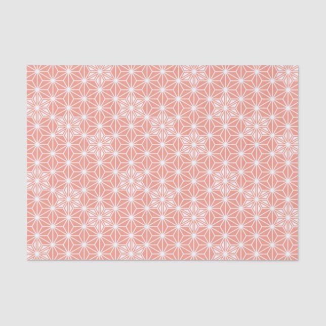 Papier Mousseline Japonais Asanoha motif - corail rose (Recto)