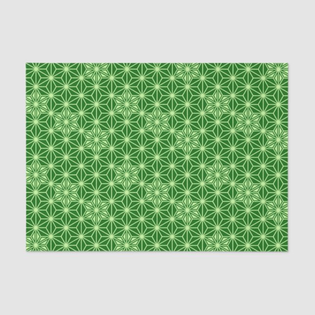 Papier Mousseline Japonais Asanoha Motif, Emerald et Lime Green (Recto)