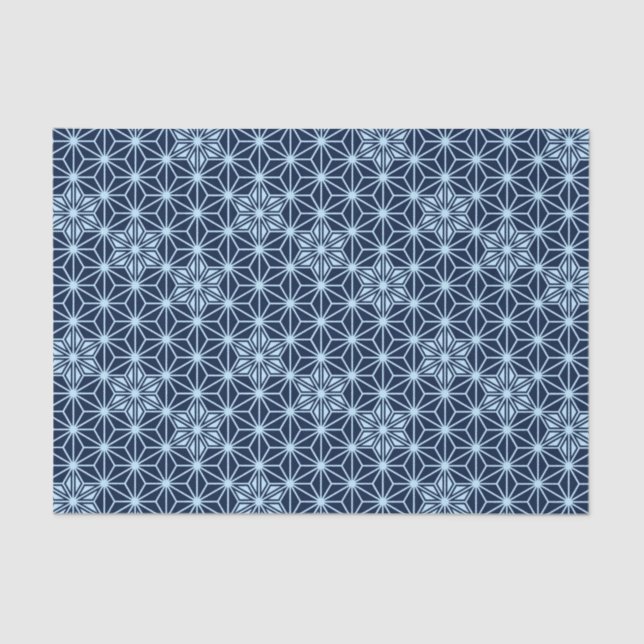 Papier Mousseline Japonais Asanoha motif - Indigo Blue (Recto)