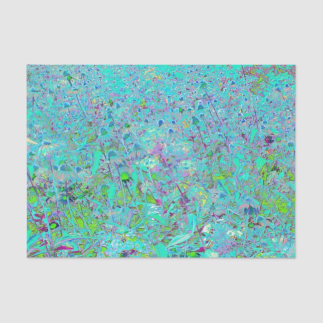 Papier Mousseline Jardin à fleurs vert et violet Abstrait Aqua (Recto)