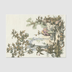 Papier Mousseline Jardin asiatique avec la femme et les animaux