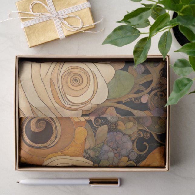 Papier Mousseline Jardin Boho d'or Floral (Cadeau)