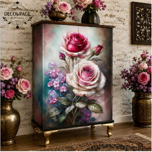Papier Mousseline Jardin Crépusculaire de Roses Découpage