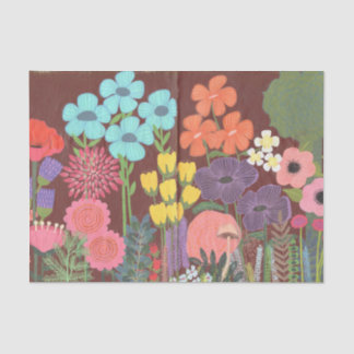 Papier Mousseline Jardin de fleurs peintes d'art original