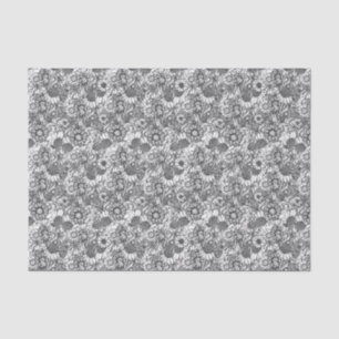 Papier Mousseline Jardin de fleurs sauvages australiennes noir et bl