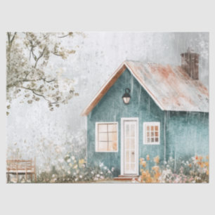 Papier Mousseline Jardin de fleurs sauvages de cottage pluvieux cosy