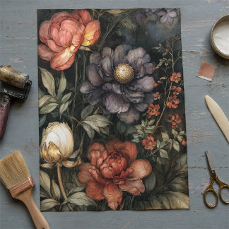 Papier Mousseline Jardin de fleurs sauvages romantique vintage en dé