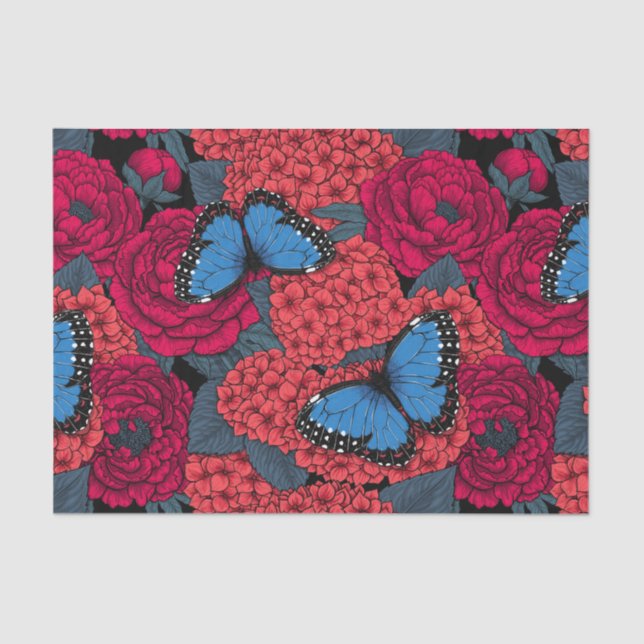 Papier Mousseline Jardin de morpho bleu (Recto)