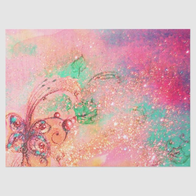 Papier Mousseline JARDIN DES OMBRES PERDUES -PLANTE PAPILLON Rose (Recto)