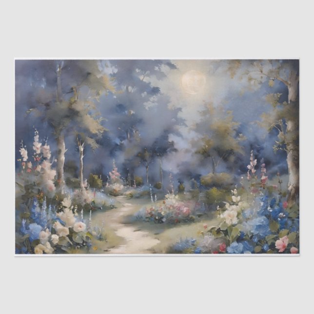 Papier Mousseline Jardin Enchanté au Clair de Lune Decoupage (Recto)
