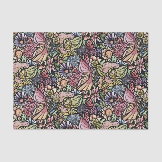 Papier Mousseline Jardin Fairy Jardin Flower Jardins Fées (Recto)