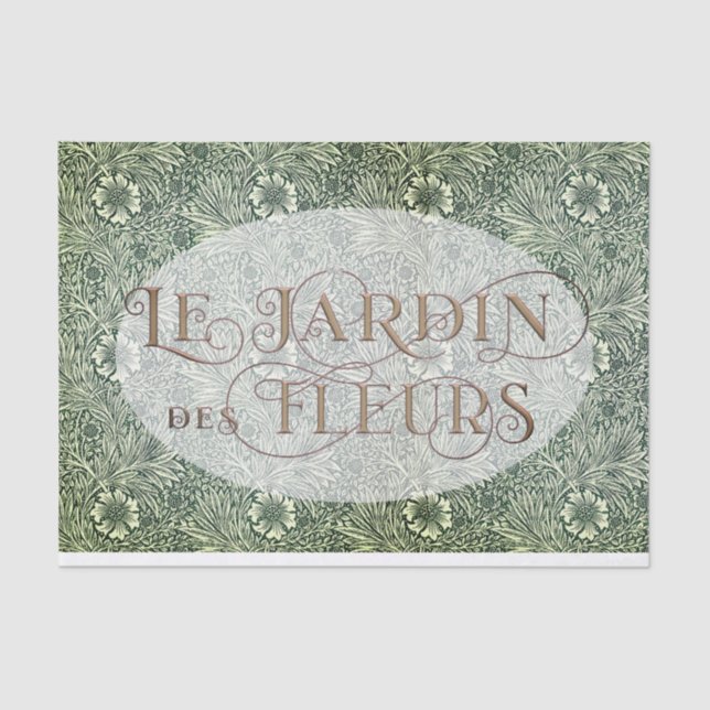 Papier Mousseline Jardin Fleur Française Oval William Morris Motif (Recto)