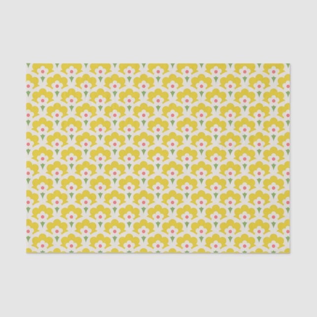 Papier Mousseline Jardin Fleur Jaune Retro Motif (Recto)