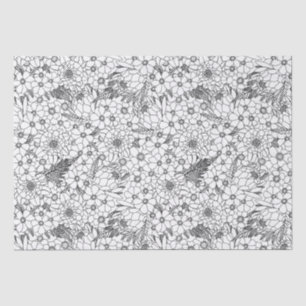 Papier Mousseline Jardin Fleur sauvage Protea Noir Et Blanc