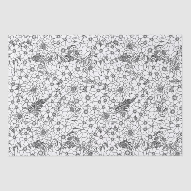 Papier Mousseline Jardin Fleur sauvage Protea Noir Et Blanc (Recto)