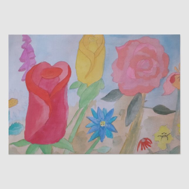 Papier Mousseline Jardin fleuri d'été (Recto)