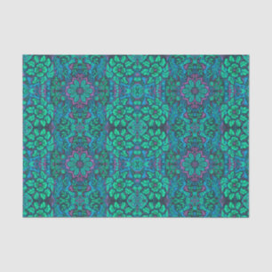 Papier Mousseline Jardin Fleurs magiques Bohème Arabesque Mint Green