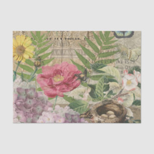 Papier Mousseline Jardin Floral de Nid d'Oiseau Papillon Art