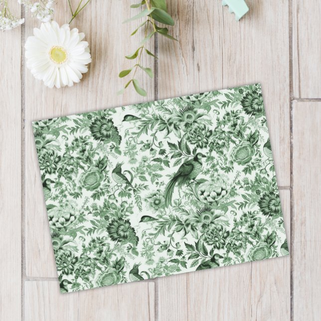 Papier Mousseline Jardin français Toile de Jouy Green (Créateur téléchargé)