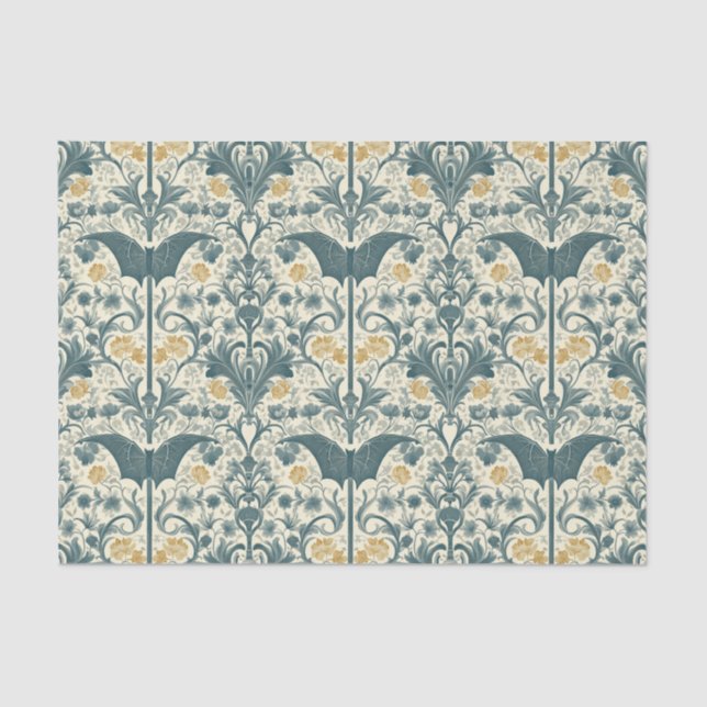 Papier Mousseline Jardin gothique Papier de tissus - Flore foncé (Recto)