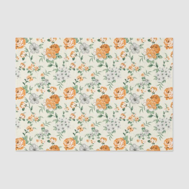 Papier Mousseline Jardin Jaune doux motif floral (Recto)