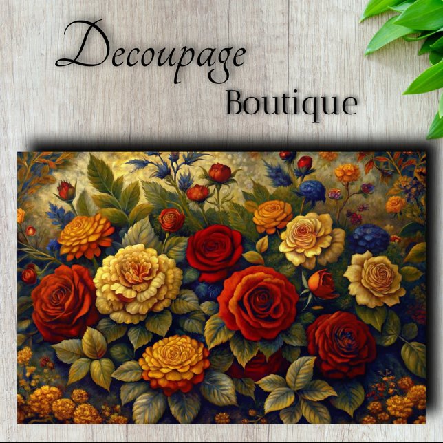 Papier Mousseline Jardin Royal de Roses Découpage (Royal Rose Garden Decoupage Tissue Paper)