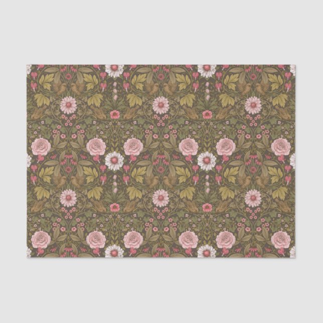 Papier Mousseline Jardin sauvage sur café brun (Recto)