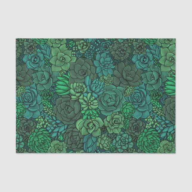 Papier Mousseline Jardin succulent en vert (Recto)