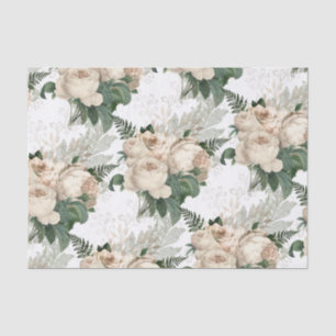 Papier Mousseline Jardin victorien Rose de Champagne blanc