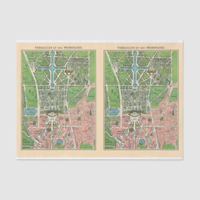 Papier Mousseline Jardins de Versailles, Restauré Découpage Vintage (Recto)