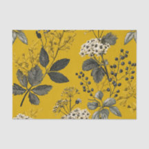 Jaune Botanique Rustique Floral Bohème Vintage Gra