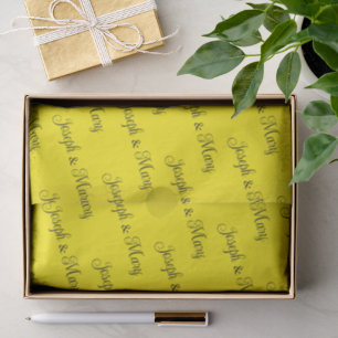Papier Mousseline Jaune Canari & Écriture Noir Mariage Moderne